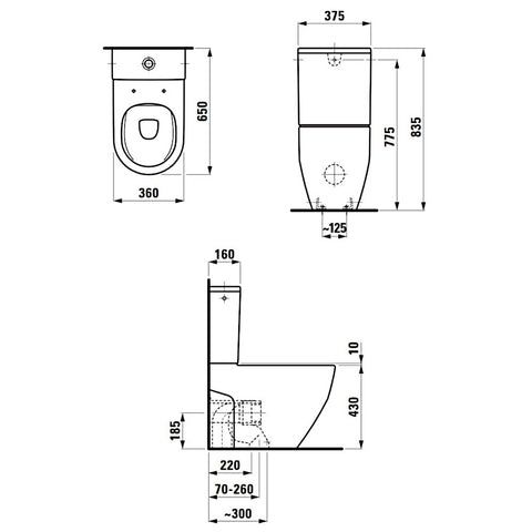 Laufen Pro kombi WC csésze, álló, rimless, nem falhoz illeszkedő, Vario lefolyóval, fehér