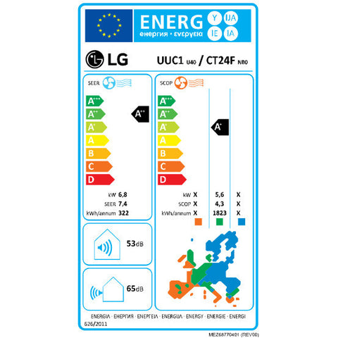 LG CT24F/UUC1  Standard kazettás split 7,1 kW,  távirányítóval, PT-AAGW0 beépítőkerettel