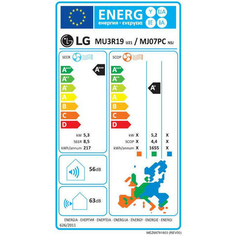 LG multi split klíma szett - kültéri: 5,3kW(MU3R19), beltéri: 2 x 3,5kW(PC12SK)