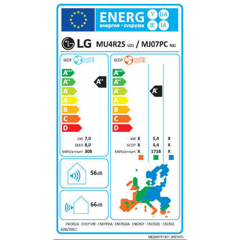 LG multi split klíma szett - kültéri: 7kW(MU4R25), beltéri: 3,5kW(PC12SK) + 5kW(PC18SK)
