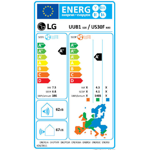 LG US30F/UUB1 Compact nagy teljesítményű oldalfali split 8,0 kW