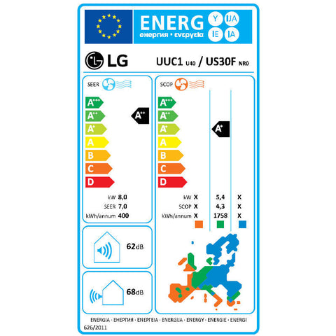 LG US30F/UUC1 Standard nagy teljesítményű oldalfali split 8,0 kW