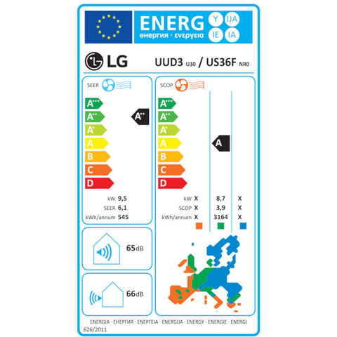 LG US36F/UUD3 Standard nagy teljesítményű oldalfali split 10,0 kW, 3 fázis