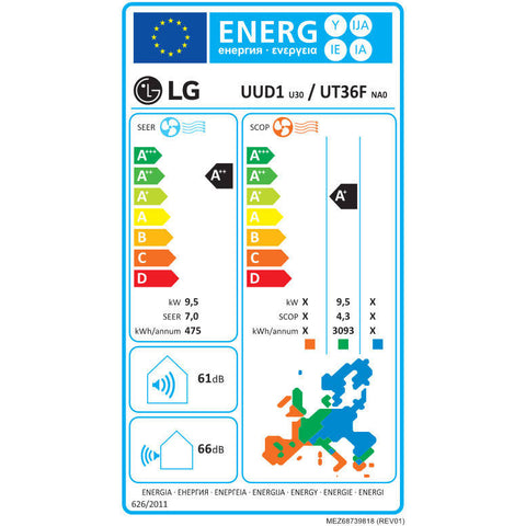 LG UT36F/UUD1 Standard kazettás split 10,0 kW, távirányítóval, PT-AAGW0 beépítőkerettel