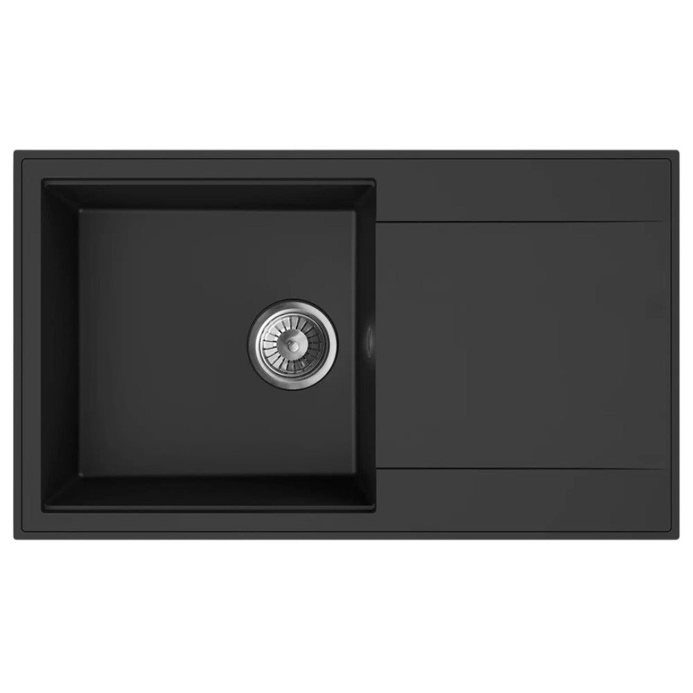 Mofém Zenit 78 1B1D gránit mosogatótálca, 1 medencés, 1 csepptálcás, 780x460mm, metál fekete