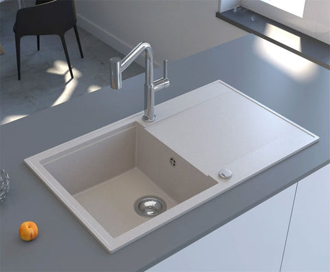 Mofém Zenit 86 1B1D gránit mosogatótálca, 1 medencés, 1 csepptálcás, 860x500mm, bézs