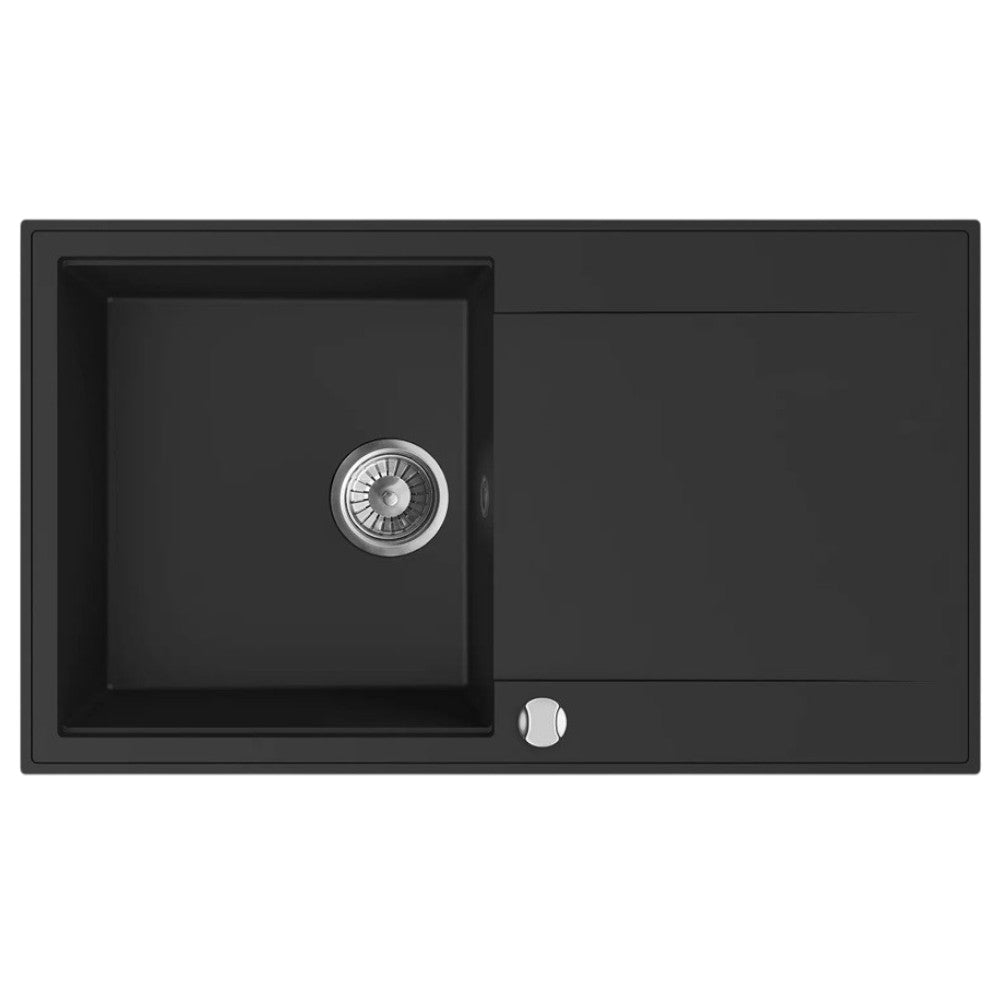 Mofém Zenit 86 1B1D gránit mosogatótálca, 1 medencés, 1 csepptálcás, 860x500mm, metál fekete