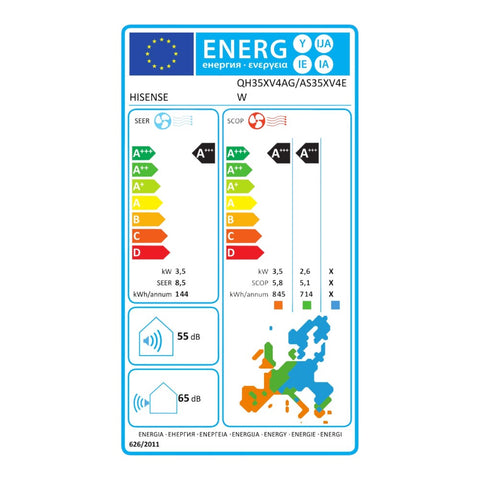 Hisense Energy Pro X mono split klíma szett 3.5 kW - energiacímke