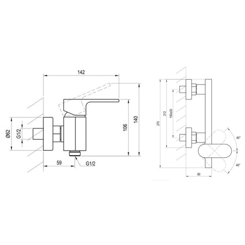 Ravak Chrome CR zuhany csaptelep szett nélkül 150mm 032.00