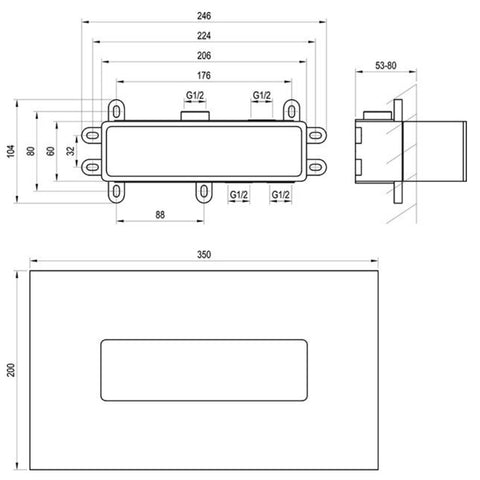 Ravak R-box 07D.50 R-box Horizontal alaptest a falba süllyesztett csaptelepekhez