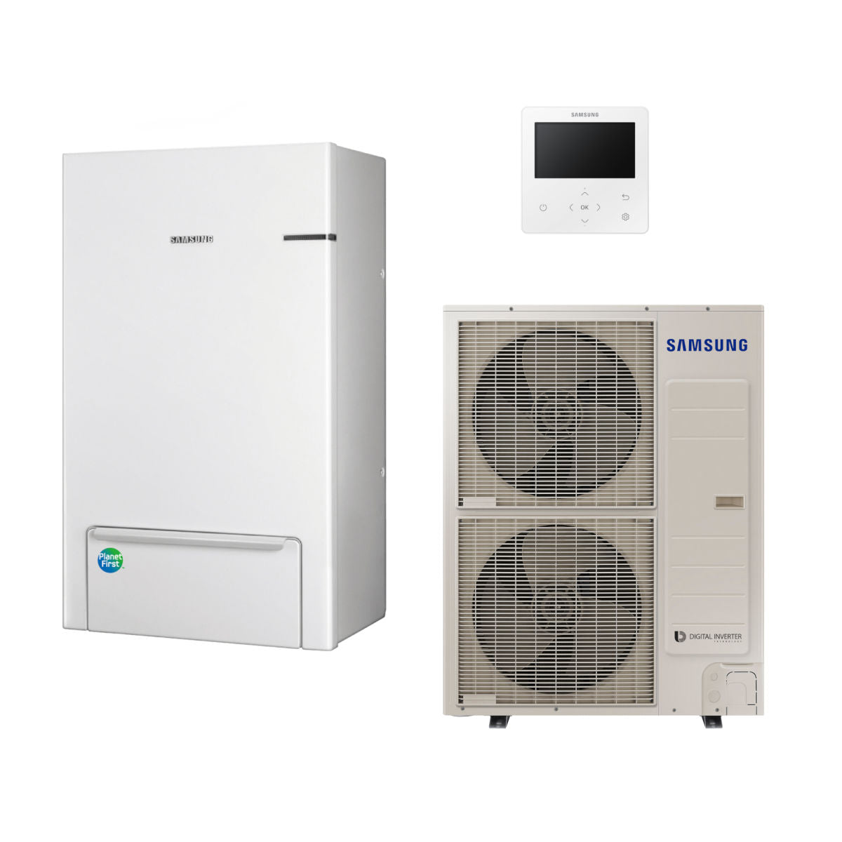 Samsung Split R410A hőszivattyú 16 kW + beltéri oldalfali Hydro egység + vezetékes szabályzó, 1 fázis
