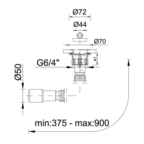 Styron Jollyflex 6/4"-40/50mm műanyag hollandis, 6/4"-os leeresztőszleppel