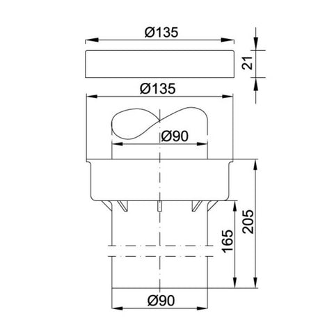 Styron WC bekötő egyenes szett átmérő 90mm