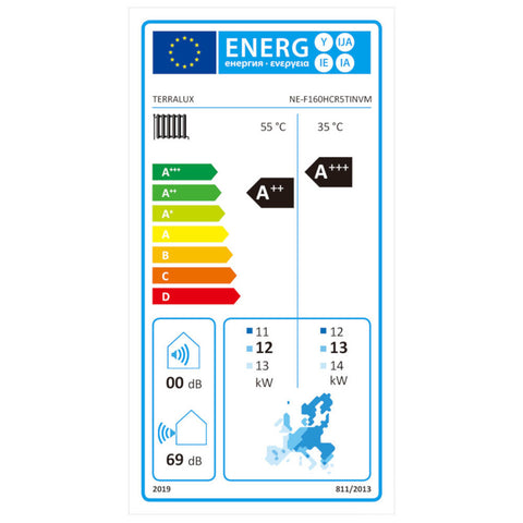 TERRALUX Sunglow 16 monoblokk levegő-víz hőszivattyú, 3 fázis, Wi-fi-s, 6kW-16kW,DC inverter,R290