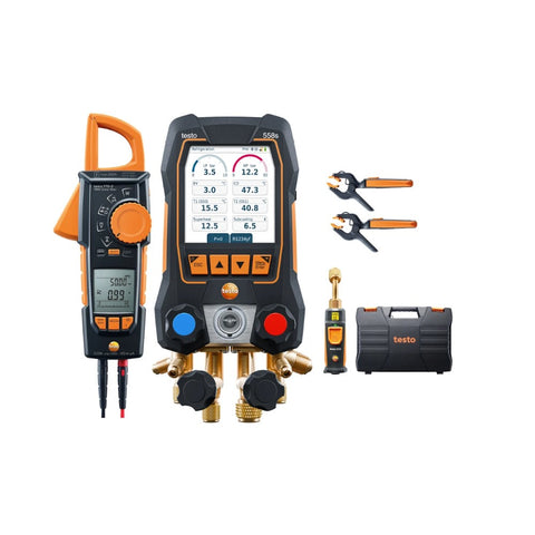 testo 558s okos vákuum szett (lakatfogóval, 2db hőmérséklet érzékelővel, vákuum szondával)