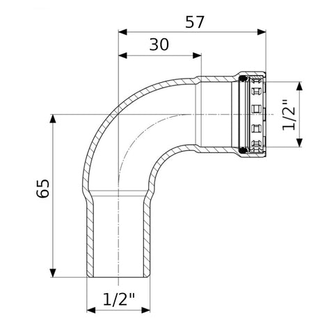 Viega acél Megapress G könyök KB 1/2"