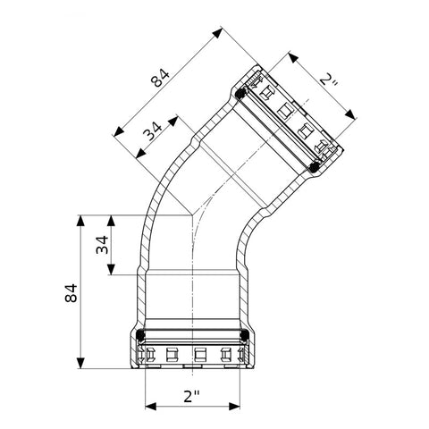 Viega acél Megapress G ív 45° BB 2"
