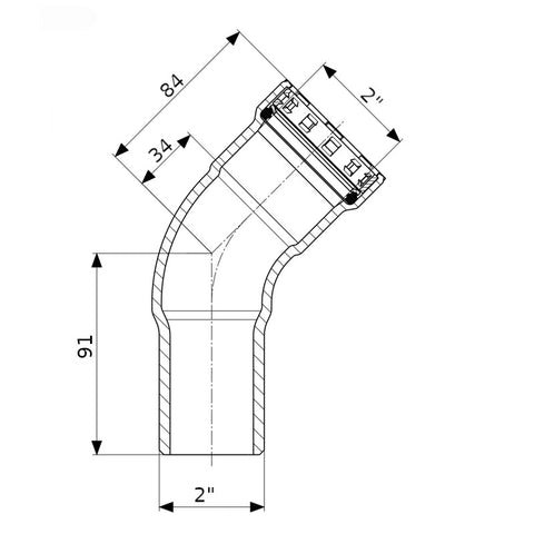 Viega acél Megapress G ív 45° KB 2"