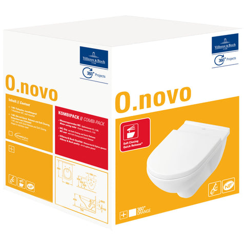 Villeroy&Boch Szett - O.novo fali wc kombipack(5660H101)+WC-elem(92246100)+nyomólap fehér(92249068)