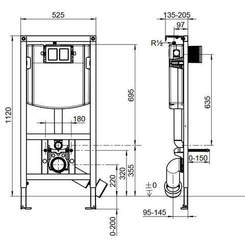 Villeroy&Boch Szett - O.novo fali wc kombipack(5660H101)+WC-elem(92246100)+nyomólap m.króm(92249069)