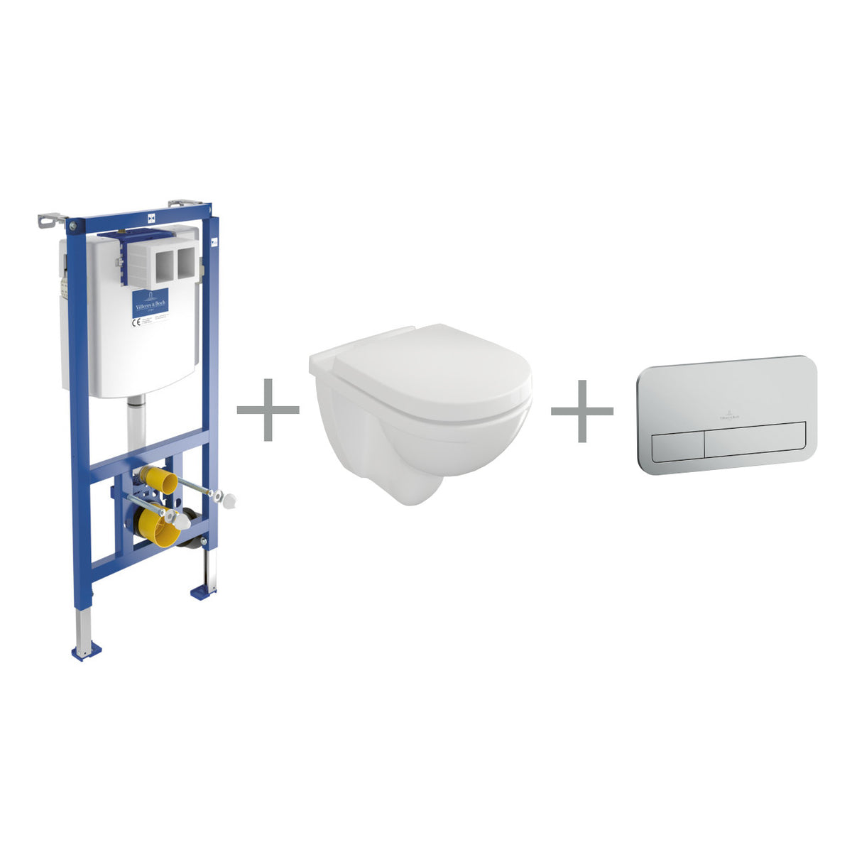 Villeroy&Boch Szett - O.novo fali wc kombipack(5660H101)+WC-elem(92246100)+nyomólap m.króm(92249069)