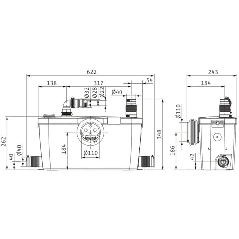 WILO HiSewlift 3-35 (KH) wc +3 csatlakozás, szennyvízátemelő