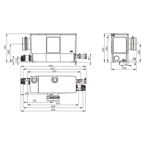 WILO Drainlift Mini5-XS/WC-EF, WC csatlakozással, +3 bekötéssel