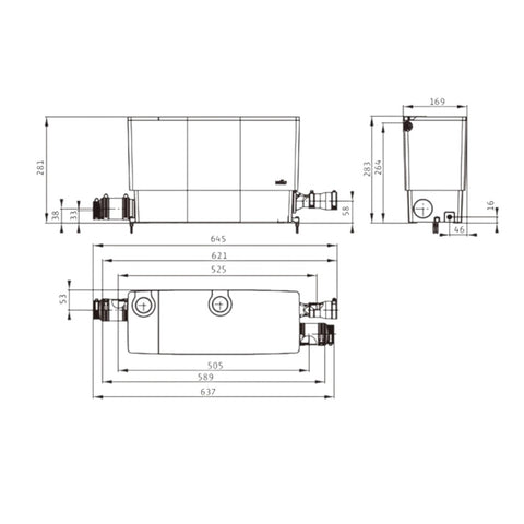 WILO Drainlift Mini5-XS/C-EF, WC csatlakozás nélkül, 3 bekötéssel