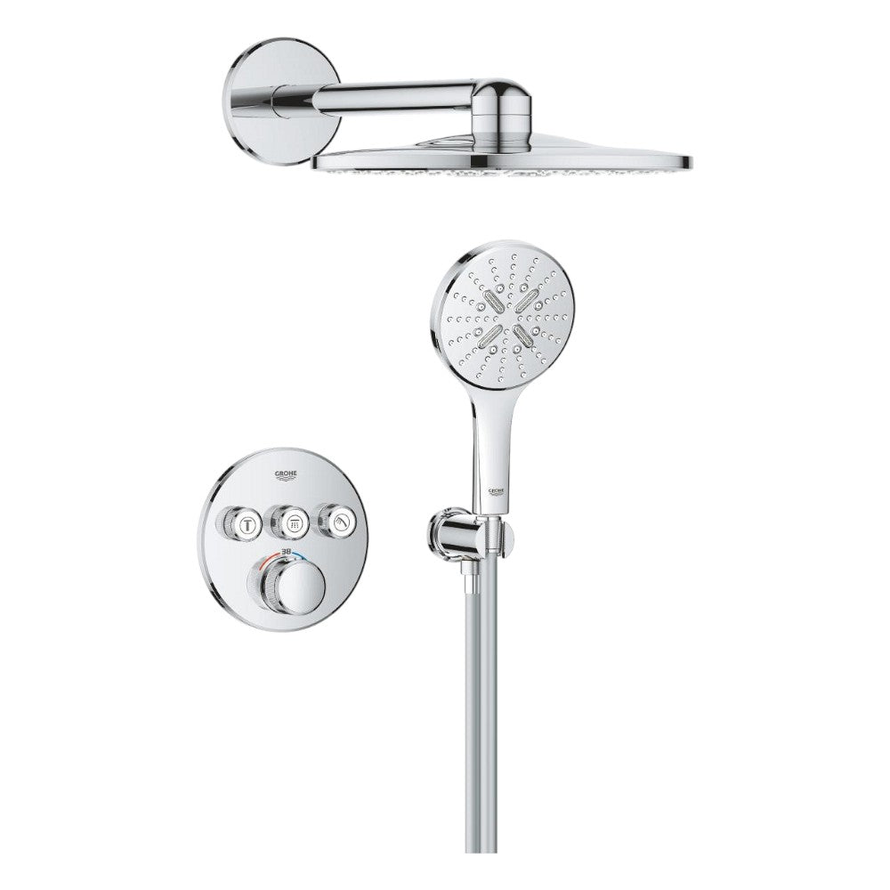 Grohe Grohtherm SmartControl zuhanyrendszer falsík mögötti, Rainshower SmartActive kézi és fejzuhany