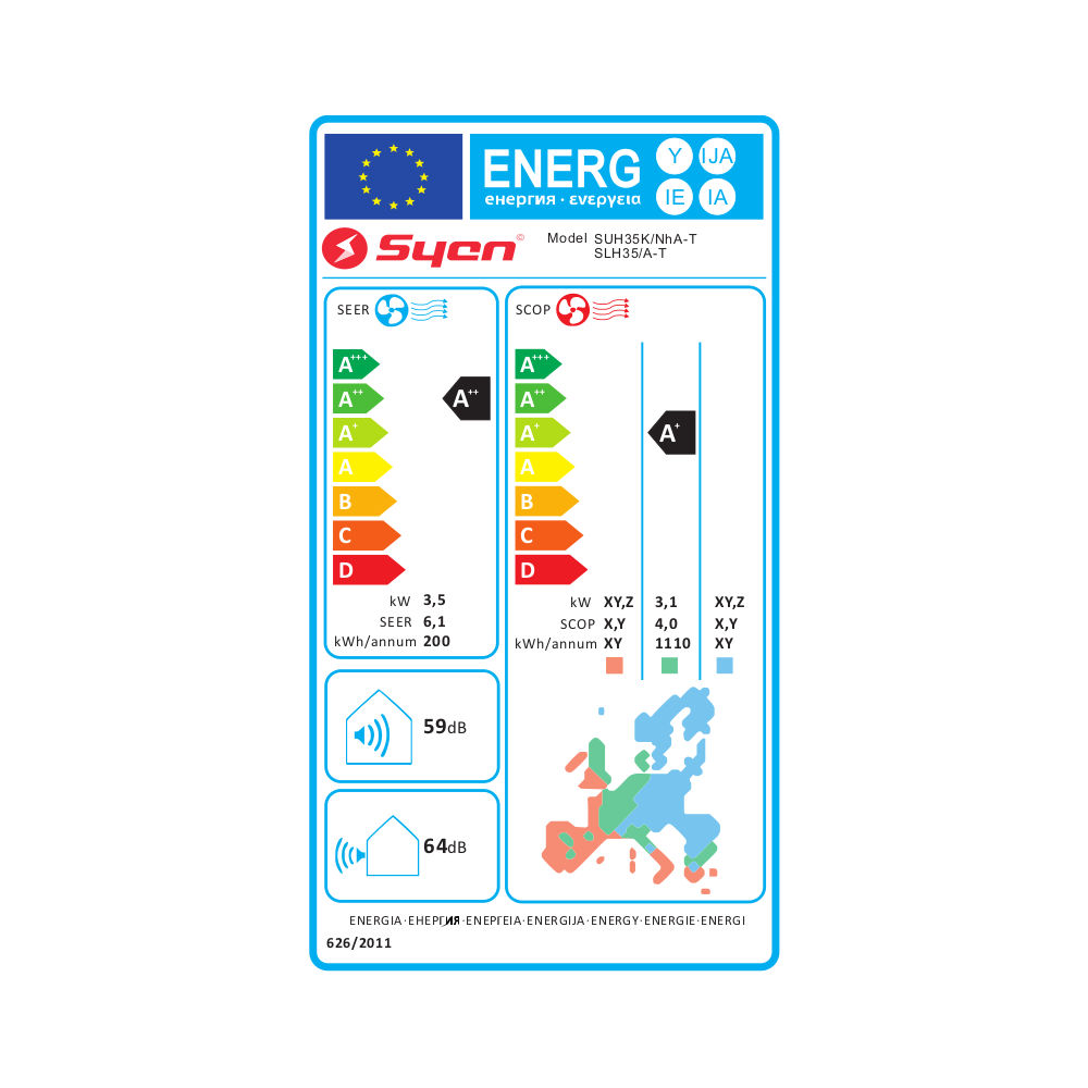 Syen mono split klíma szett légcsatornás 3.5 kW