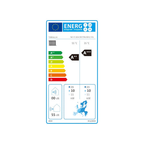 F1303F+VEZ	TERRALUX Hi-Master V 13 monoblokkos hőszivattyú szett,R290, 3fázis, 13,45kW+CM10 vezérlő modul