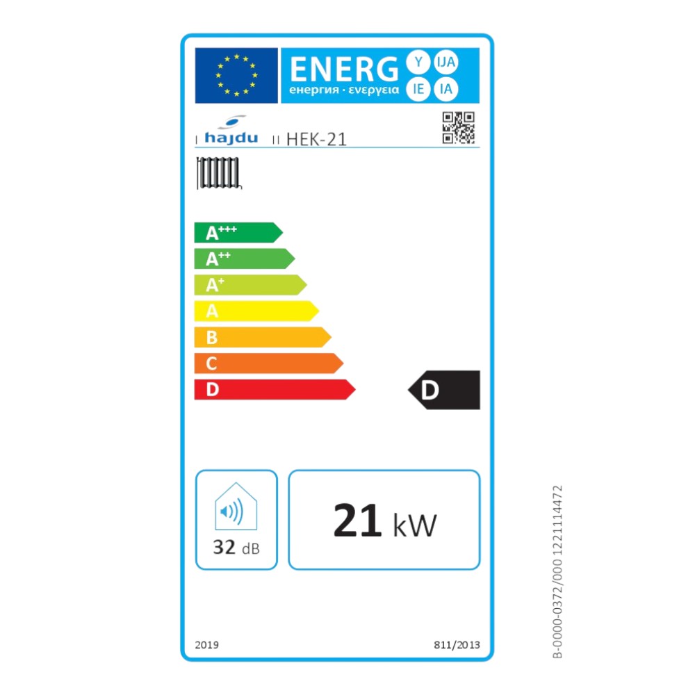 Hajdu HEK-21 elektromos kazán 21kW - energiacímke
