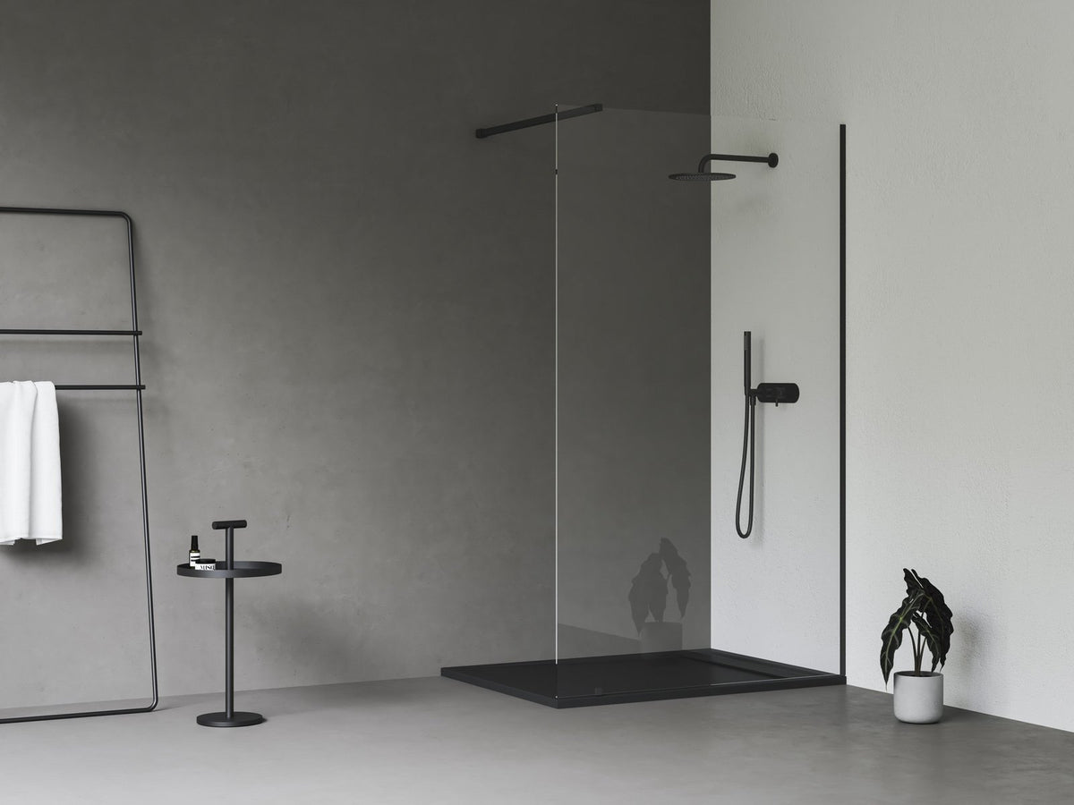 Ravak Walk In Wall szett - 100 zuhanykabin fekete+transparent, 1 merevítővel