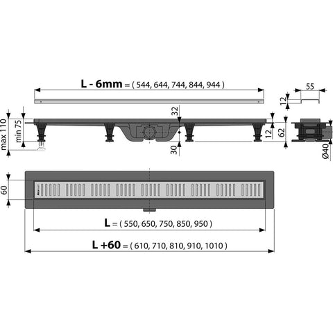Alcaplast Zuhanyfolyóka APZ10-650M