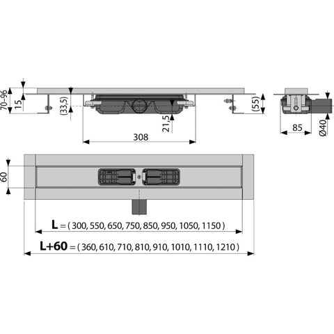 Alcaplast Zuhanyfolyóka APZ101-750 low