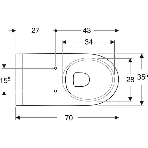 Geberit Selnova Comfort fali WC, hosszabb kivitel, Rimfree