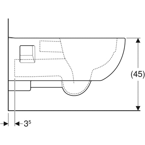 Geberit Selnova Comfort fali WC, hosszabb kivitel, Rimfree