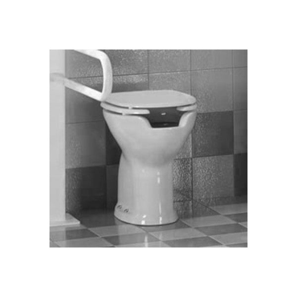 Mozgássérült speciális elől nyitott WC, ülőkével és tetővel,mélyöblítésű,hátsó kifolyású, 48 cm