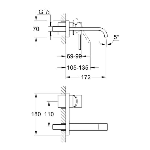 Grohe Allure 2-lyukas mosdócsaptelep S-es méret