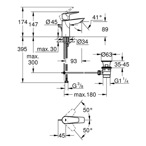 Grohe BauEdge mosdócsap, S-es méret (23328001)