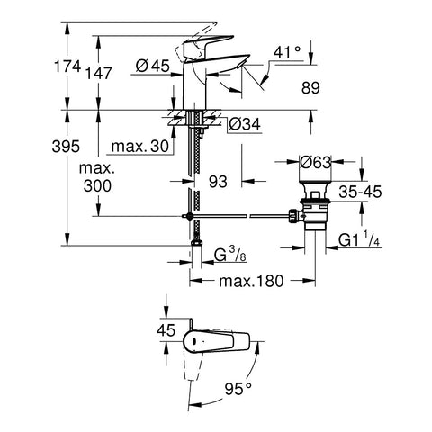 Grohe BauEdge mosdócsap, S-es méret (23559001)