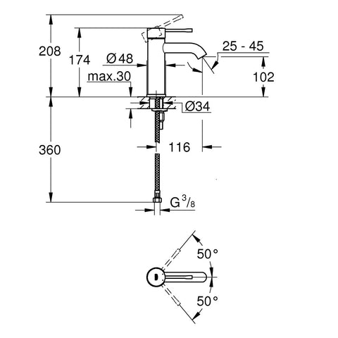 Grohe Essence Egykaros mosdócsaptelep 1/2" S-es méret