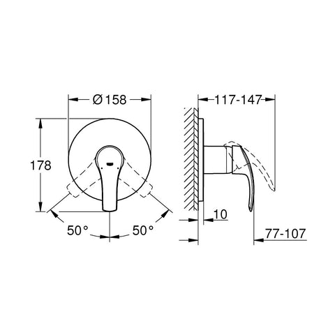 Grohe Eurosmart 2015 OMH trimset shower
