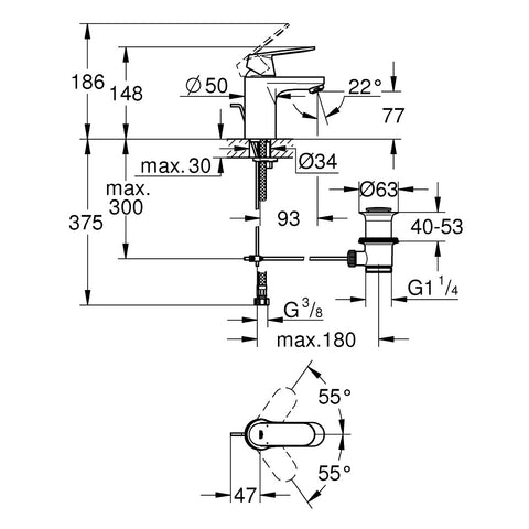 Grohe Eurosmart Cosmopolitan egykaros mosdócsaptelep, S, króm 3282500E