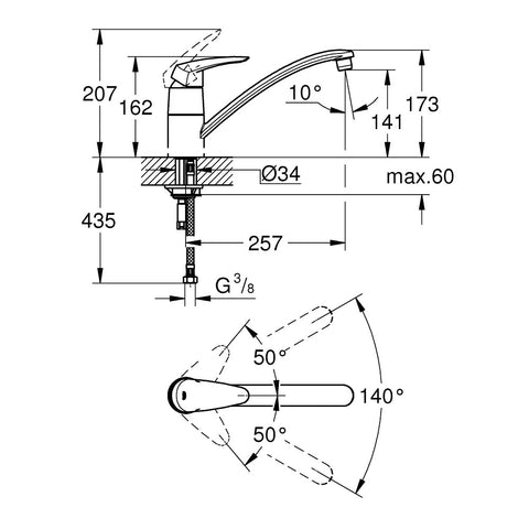 Grohe Eurodisc mosogató csaptelep álló