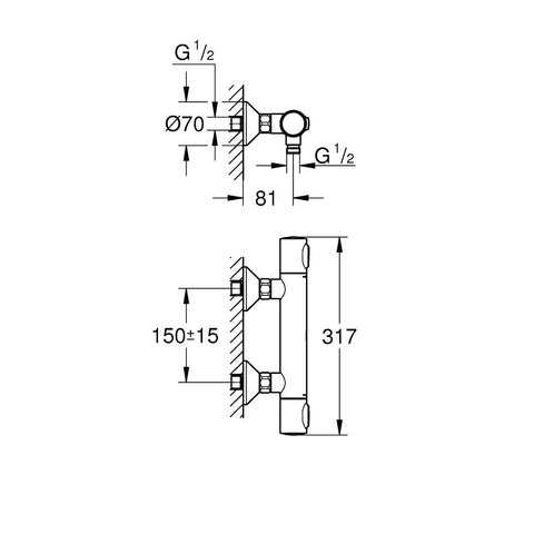 Grohe Grohtherm 500 Termosztátos Zuhanycsaptelep