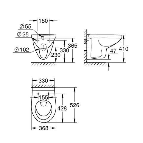Grohe BauCeramic fali wc, mélyöblítésű