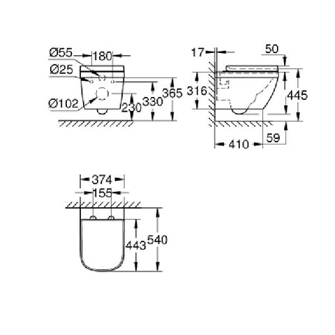 Grohe Euro Ceramic fali wc szett