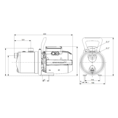 Grundfos JP 5-48 önfelszívó szivattyú 230V 5,4m3/h