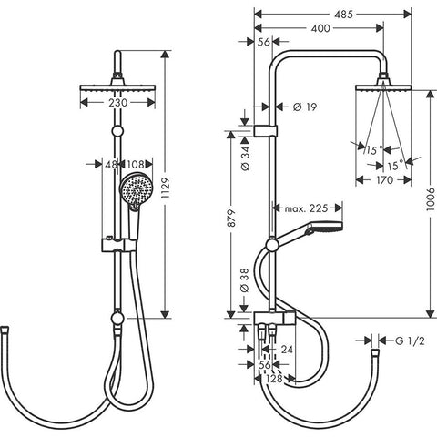 Hansgrohe Vernis Shape Showerpipe 230,1 jet Reno, matt fekete
